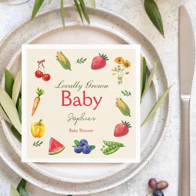 Serviette En Papier Le Baby shower des fermiers cultivés localement (Créateur téléchargé)