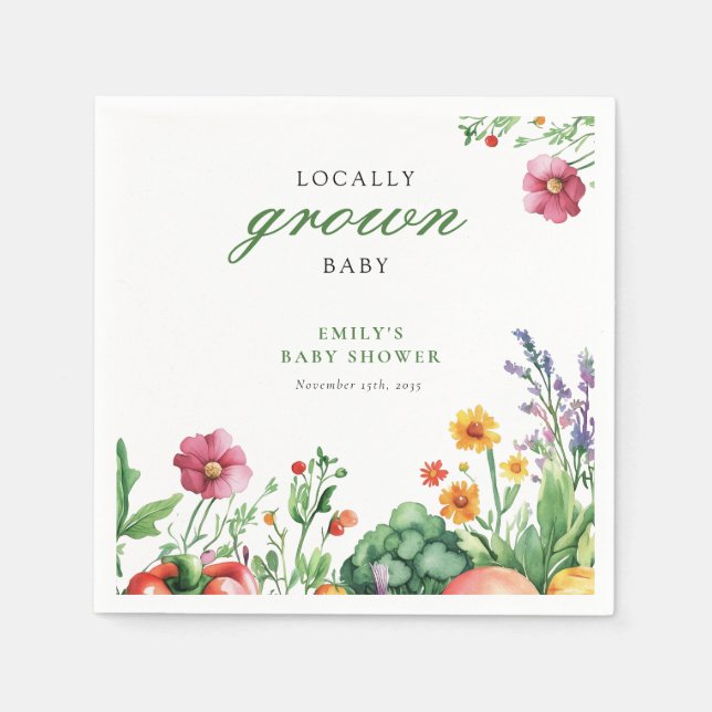 Serviette En Papier Le Baby shower des fermiers cultivés localement (Devant)