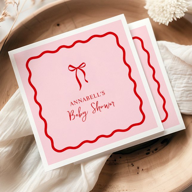 Serviette En Papier Le Baby shower rose et rouge de Valentine (Créateur téléchargé)