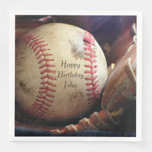 Serviette En Papier Le base-ball de l'anniversaire des hommes folâtre