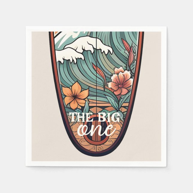 Serviette En Papier Le Big One Hawaiian Surf Premier Anniversaire (Devant)