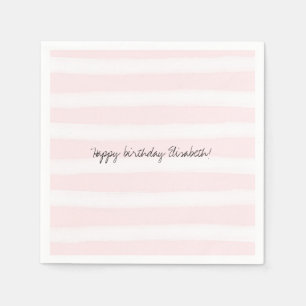 Serviette En Papier Le blanc rose doux barre l'aquarelle