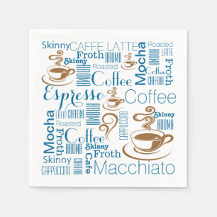 Serviette En Papier Le café appelle le brun bleu