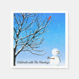 Serviette En Papier Le Cardinal et le Snowman