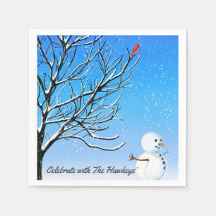 Serviette En Papier Le Cardinal et le Snowman