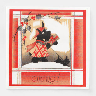 Serviette En Papier  Le chien écossais de Noël des années 1930 dit 