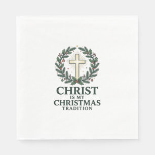 Serviette En Papier Le Christ est ma tradition de Noël Croix vintage D