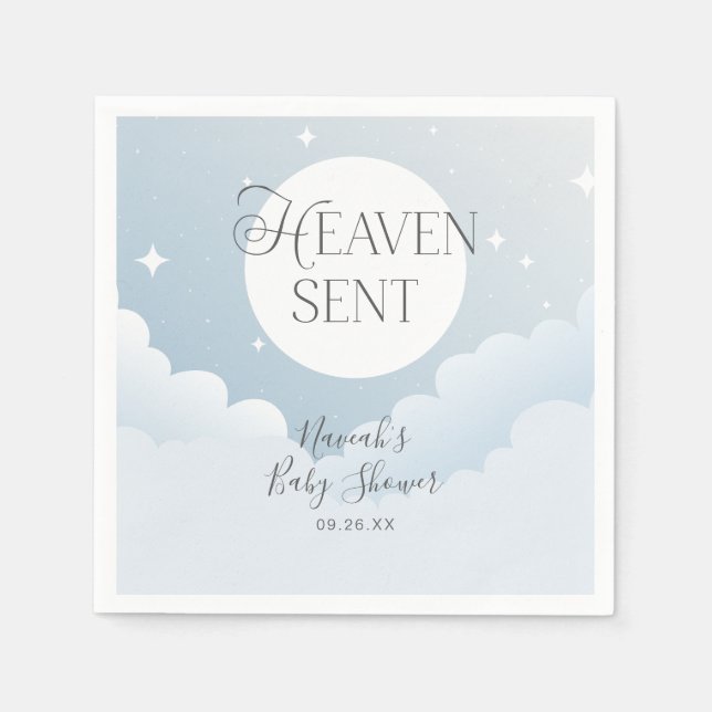 Serviette En Papier Le ciel a envoyé le Baby shower des nuages bleus (Devant)