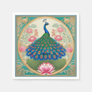 Serviette En Papier le_élégant_ paon_ motifs