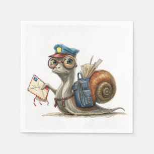 Serviette En Papier Le facteur d'escargot livre du courrier