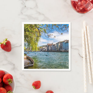 Serviette En Papier Le fleuve Limmat, Zurich