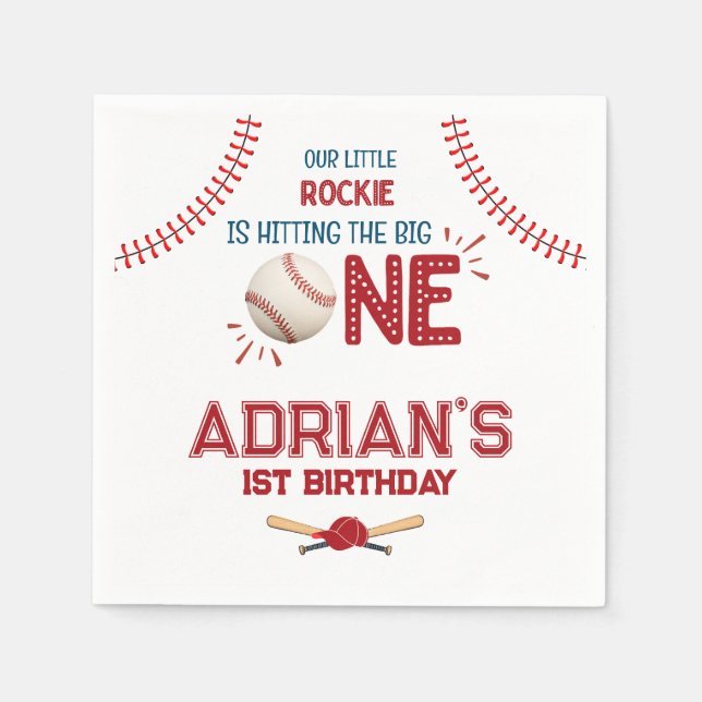 Serviette En Papier Le garçon de 1er anniversaire du baseball (Devant)