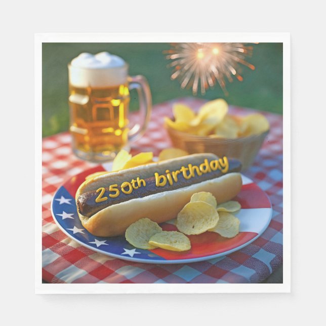 Serviette En Papier Le Hot Dog américain du 250e anniversaire (Devant)