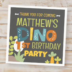 Serviette En Papier Le Merci d'anniversaire de la petite Dino Dinosaur
