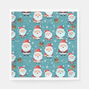 Serviette En Papier Le Père Noël Dans Les Snowflakes