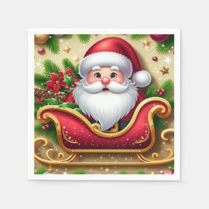 Serviette En Papier Le Père Noël Festif à Sleigh