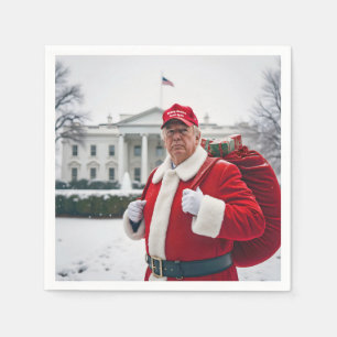 Serviette En Papier Le Père Noël Trump avec sac rouge