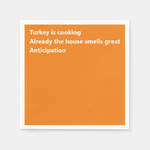 Serviette En Papier Le Poème moderne de Haiku Le Thanksgiving orange 
