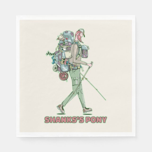 Serviette En Papier Le poney de Shanks randonneur drôle marche (Devant)