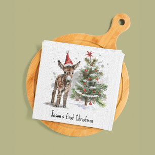 Serviette En Papier Le premier Noël du Donkey sucré, coutume