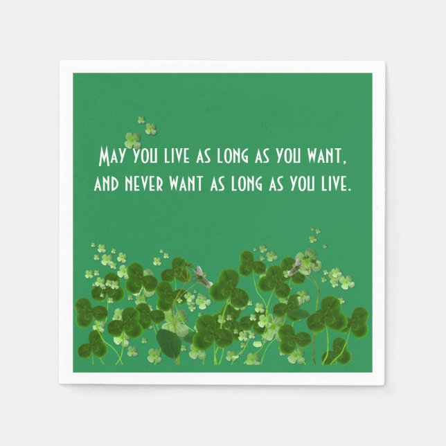 Serviette En Papier Le Proverbe Irlandais Sur Vert Avec Shamrock (Devant)