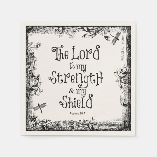 Serviette En Papier Le Seigneur est ma Force Bible Verse (Devant)