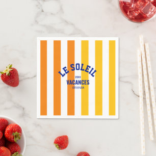 Serviette En Papier Le Soleil Vacances Côte d'Azur Cabana Stripe