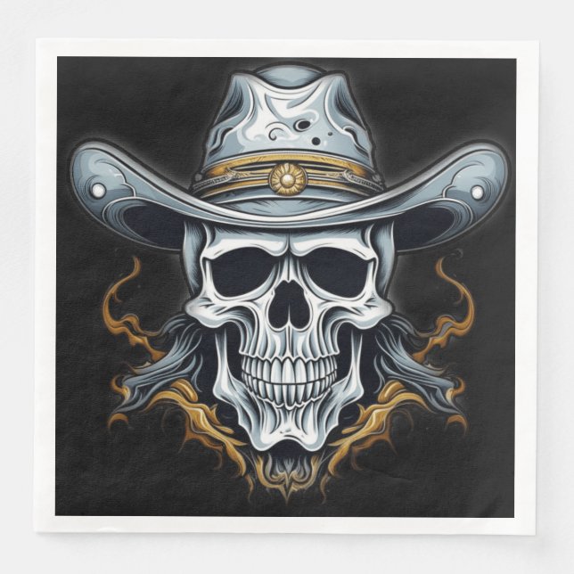 Serviette En Papier Le squelette cowboy (Devant)