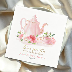 Serviette En Papier Le temps du thé Fête des mariées rose dorée