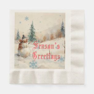 Serviette En Papier Le thème hivernal de Snowman