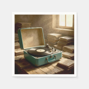 Serviette En Papier Lecteur de disques portatif rétro avec vinyle