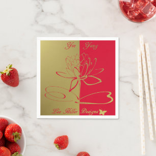 Serviette En Papier Lee Hiller Conçoit Logo Accents Gold Red