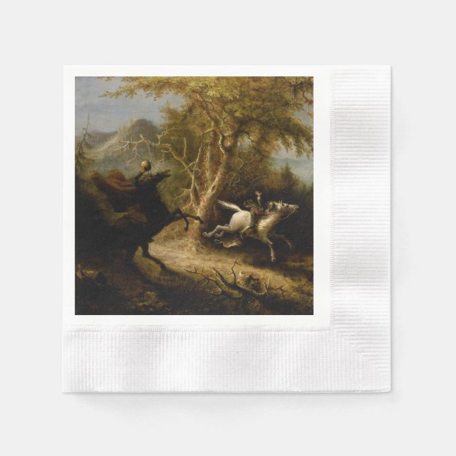 Serviette En Papier Légende du cavalier sans tête fantôme d'Halloween (Devant)