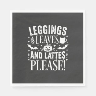 Serviette En Papier Leggings Halloween Feuilles et Lattés Café d'autom