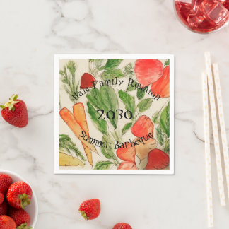 Serviette En Papier Légumes de jardin aquarelle lumineux