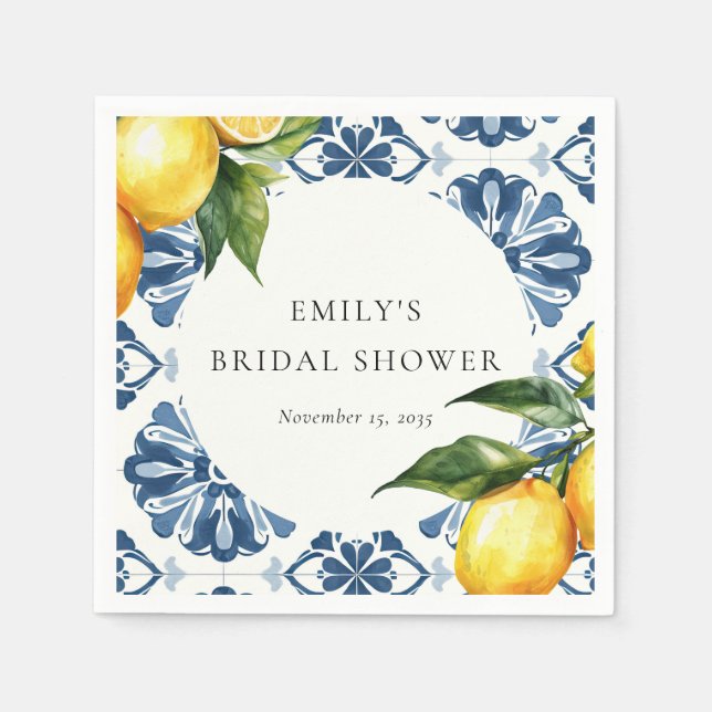 Serviette En Papier Lemon Citrus Positano Fête de Mariage Italienne (Devant)