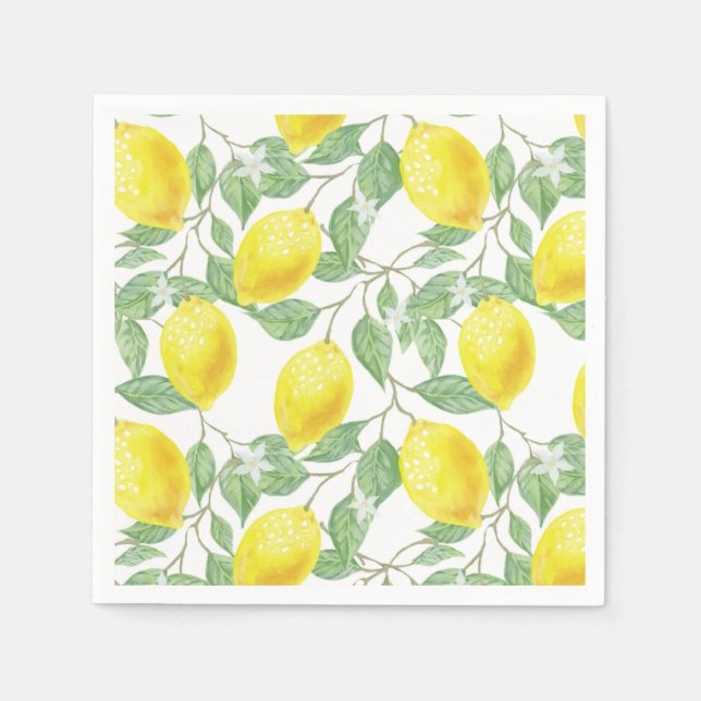 Serviette En Papier Lemon et motif de feuille Squeeze principale Fête  (Devant)