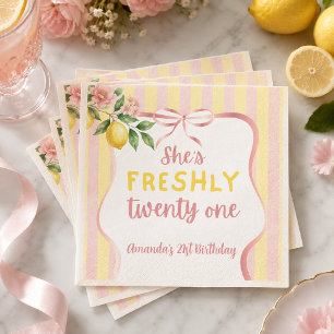 Serviette En Papier Lemon Fraîchement 21 Floral Pink Lemonade Annivers