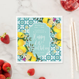 Serviette En Papier Lemon Méditerranée 60e Anniversaire Bleu Océan