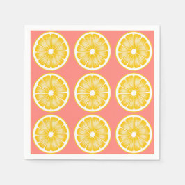 Serviette En Papier Lemonade rose moderne & Jaune