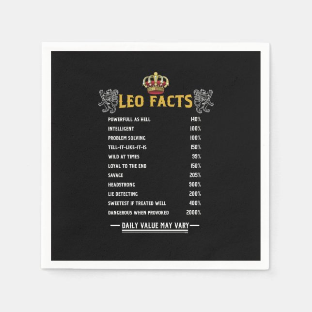 Serviette En Papier Leo Faits Symbole Zodiaque Horoscope Astrologie Ca (Devant)