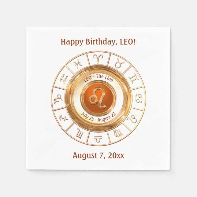 Serviette En Papier LEO - Signe Lion Zodiac (Devant)