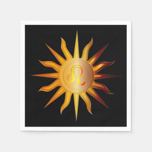 Serviette En Papier Leo Soleil Signe de Feu Mois de Naissance Rouge & 