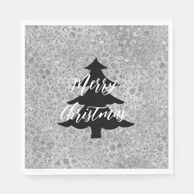 Serviette En Papier Leopard argenté gris Meow Kitty Cat (Devant)