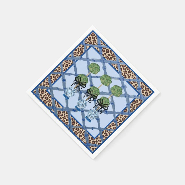 Serviette En Papier Leopard Bamboo Chinoiserie Papier à bocal de ginge (Coin)
