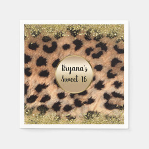 Serviette En Papier Leopard Cheetah Poster de animal Parties scintilla