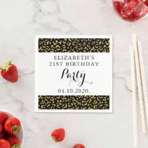 Serviette En Papier Leopard d'or, Parties scintillant, Motif léopard,