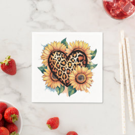 Serviette En Papier Leopard Heart Floral