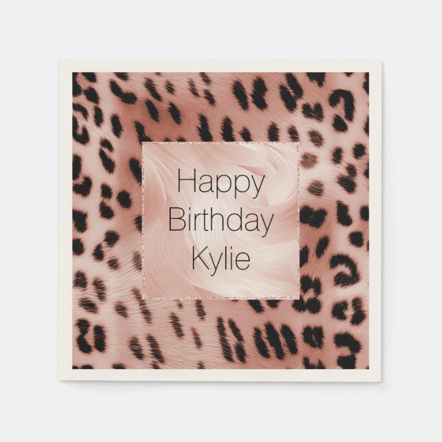 Serviette En Papier Léopard rose rose (Devant)