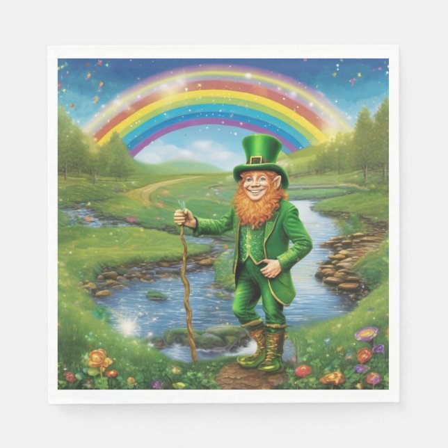 Serviette En Papier Leprechaun Rainbow (Devant)